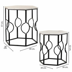 Juego de 2 mesas Alexandra House Living Blanco Hierro Madera MDF 39 x