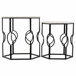 Juego de 2 mesas Alexandra House Living Blanco Hierro Madera MDF 39 x