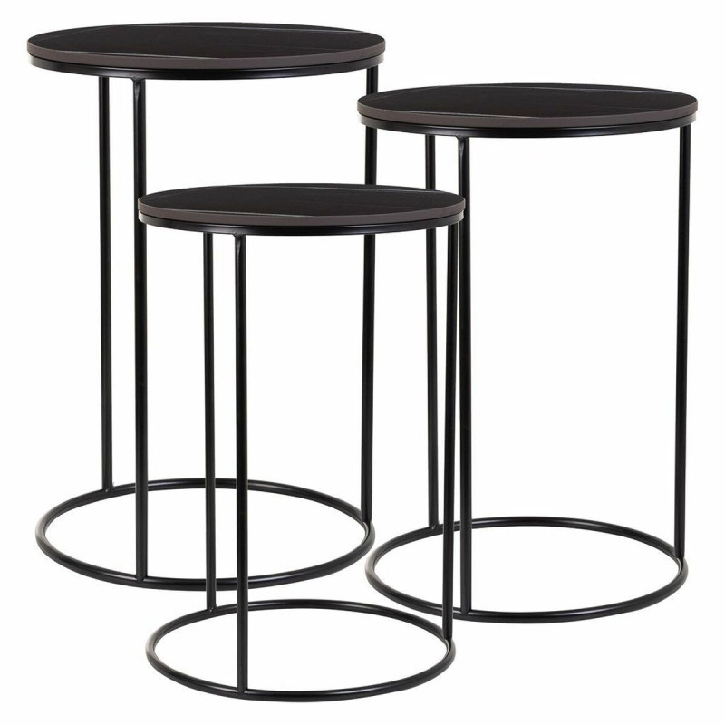 Juego de 2 mesas Alexandra House Living Negro Hierro Madera MDF 39 x 5