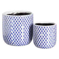 Set de Maceteros Azul Terracota 19 x 19 x 17 cm Redondo (2 Unidades)