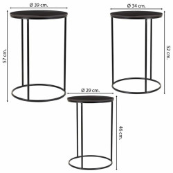 Juego de 2 mesas Alexandra House Living Negro Hierro Madera MDF 39 x 5