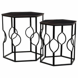 Juego de 2 mesas Alexandra House Living Negro Hierro Madera MDF 39 x 5
