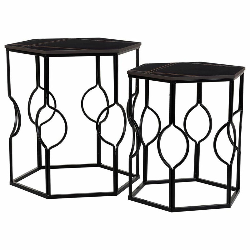 Juego de 2 mesas Alexandra House Living Negro Hierro Madera MDF 39 x 5