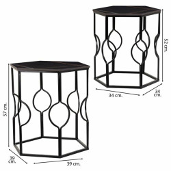 Juego de 2 mesas Alexandra House Living Negro Hierro Madera MDF 39 x 5