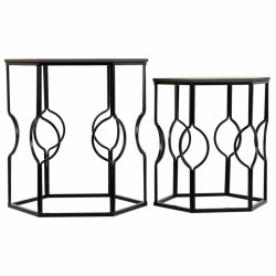 Juego de 2 mesas Alexandra House Living Negro Hierro Madera MDF 39 x 5