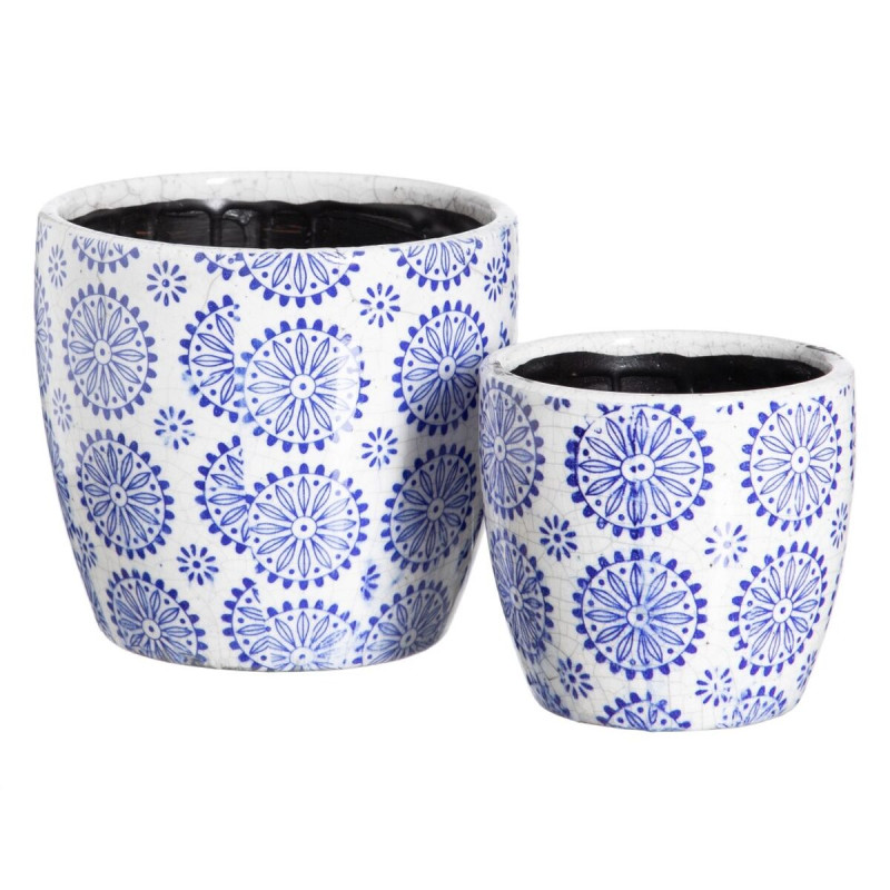Set de Maceteros Azul Terracota 19 x 19 x 17 cm Redondo (2 Unidades) Set de Maceteros Azul Terracota 19 x 19 x 17 cm Redondo (2 Unidades)