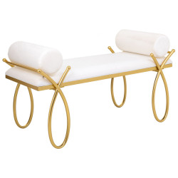 Banqueta Alexandra House Living Oro Espuma Hierro Madera MDF 49 x 53 x