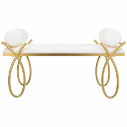 Banqueta Alexandra House Living Oro Espuma Hierro Madera MDF 49 x 53 x