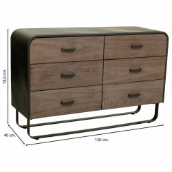 Cómoda Alexandra House Living Marrón Madera Hierro Chapa Madera de a