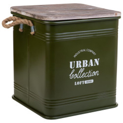 Taburete Alexandra House Living Verde Metal Cuerda Madera de abeto 36