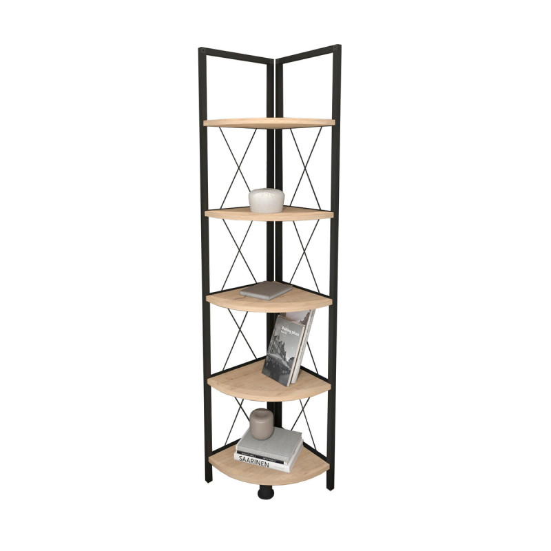 Estantería de Esquina Alexandra House Living Negro Roble Metal Madera Estantería de Esquina Alexandra House Living Negro Roble Metal Madera