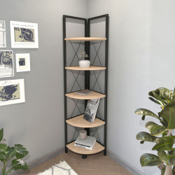 Estantería de Esquina Alexandra House Living Negro Roble Metal Madera