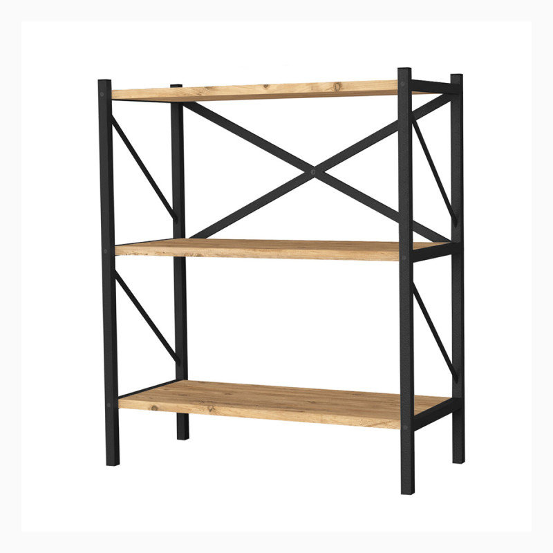 Librería Alexandra House Living Negro Roble Metal Madera MDP 66 x 85 Librería Alexandra House Living Negro Roble Metal Madera MDP 66 x 85
