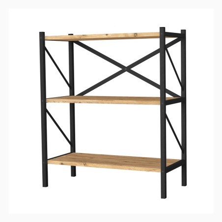 Librería Alexandra House Living Negro Roble Metal Madera MDP 66 x 85