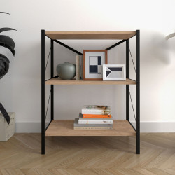 Librería Alexandra House Living Negro Roble Metal Madera MDP 66 x 85