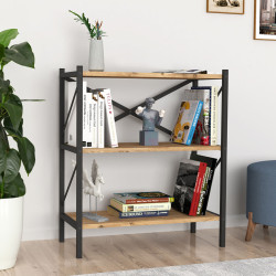 Librería Alexandra House Living Negro Roble Metal Madera MDP 66 x 85