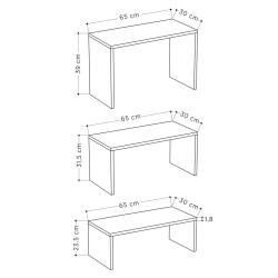 Juego de 3 mesas Alexandra House Living Roble Madera MDP 32 x 65 x 30