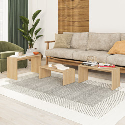 Juego de 3 mesas Alexandra House Living Roble Madera MDP 32 x 65 x 30