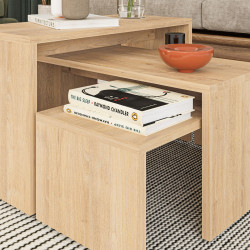Juego de 3 mesas Alexandra House Living Roble Madera MDP 32 x 65 x 30