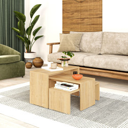 Juego de 3 mesas Alexandra House Living Roble Madera MDP 32 x 65 x 30