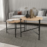 Juego de 2 mesas Alexandra House Living Negro Roble Metal Madera MDP 5