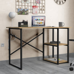 Mesa de Escritorio Alexandra House Living Negro Roble Metal Madera MDP