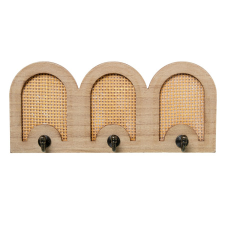 Perchero de Pared Alexandra House Living Marrón Madera Metal Ratán 3