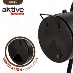 Barbacoa de Carbón con Ruedas Aktive Acero Plástico Metal esmaltado