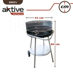 Barbacoa de Carbón con Ruedas Aktive Metal esmaltado 51 x 82 x 51 cm