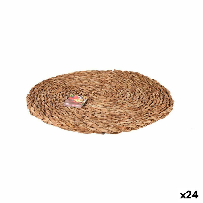 Salvamantel Privilege Marrón Ø 35 cm Mimbre (24 Unidades) Salvamantel Privilege Marrón Ø 35 cm Mimbre (24 Unidades)