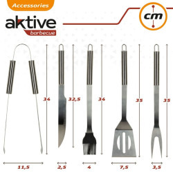 Utensilios para barbacoas Aktive Silicona Acero Inoxidable 12 Unidades