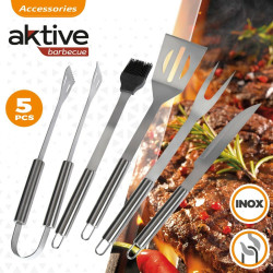 Utensilios para barbacoas Aktive Silicona Acero Inoxidable 12 Unidades