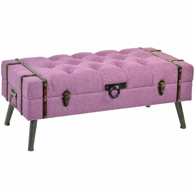 Banqueta DKD Home Decor  Metal Poliéster Fucsia Madera MDF (102 x 42