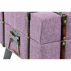 Banqueta DKD Home Decor  Metal Poliéster Fucsia Madera MDF (102 x 42