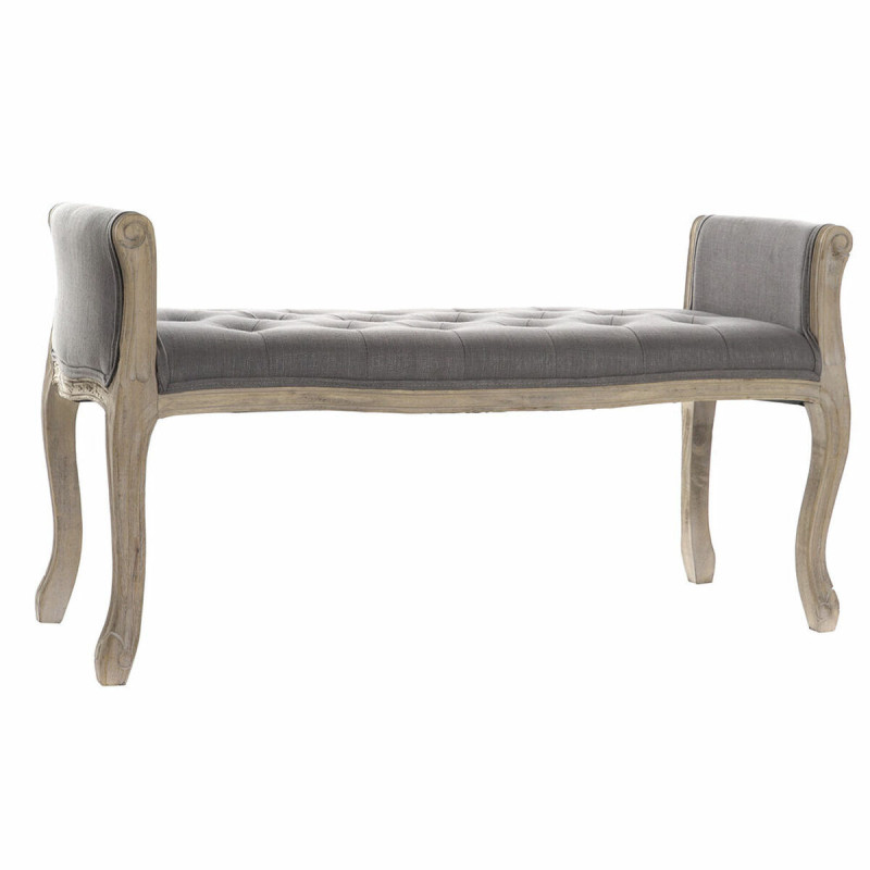 Banqueta DKD Home Decor Natural Gris oscuro Madera de caucho Lienzo 1 Banqueta DKD Home Decor Natural Gris oscuro Madera de caucho Lienzo 1