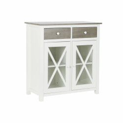Cajonera DKD Home Decor Blanco Gris Cristal Álamo Cottage 80 x 40 x 8