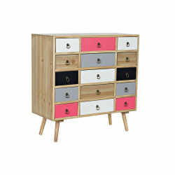 Cajonera DKD Home Decor Blanco Multicolor Natural Azul marino Gris cla