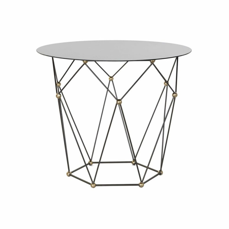 Mesa auxiliar DKD Home Decor Negro Metal Cristal Dorado (70 x 70 x 60