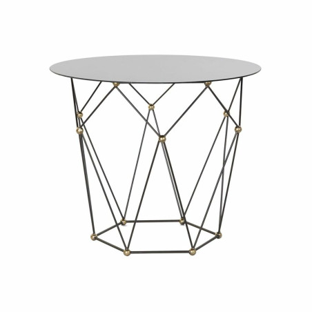 Mesa auxiliar DKD Home Decor Negro Metal Cristal Dorado (70 x 70 x 60