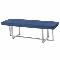 Banqueta DKD Home Decor  Azul Poliéster Acero (150 x 45 x 45 cm)