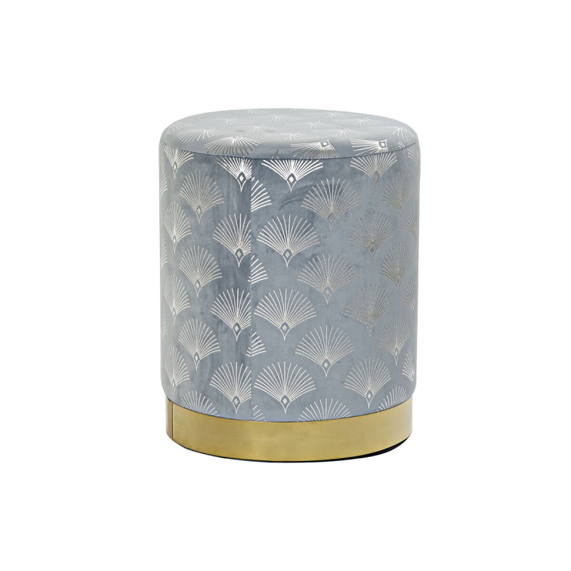 Reposapiés DKD Home Decor Azul Poliéster Metal Dorado (35 x 35 x 43