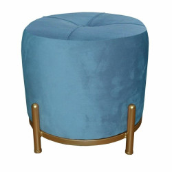Reposapiés DKD Home Decor Azul Poliéster Metal Dorado (38 x 38 x 34