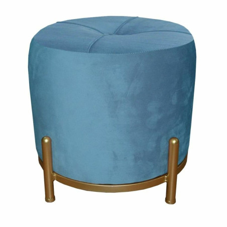 Reposapiés DKD Home Decor Azul Poliéster Metal Dorado (38 x 38 x 34