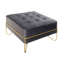 Banqueta DKD Home Decor  Espuma Gris Dorado Metal Poliéster Terciopel