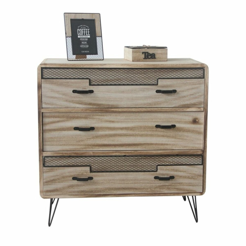 Cajonera DKD Home Decor  Natural Negro Madera de Paulonia (80 x 38 x 7