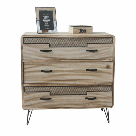 Cajonera DKD Home Decor  Natural Negro Madera de Paulonia (80 x 38 x 7