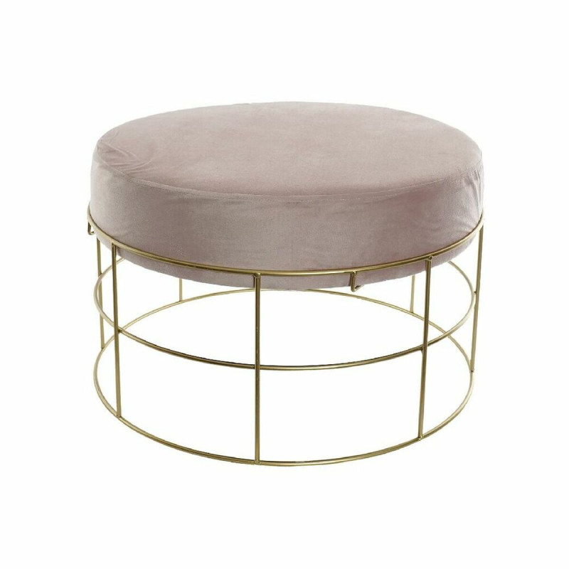 Reposapiés DKD Home Decor Dorado Metal Poliéster Rosa claro (60 x 60 Reposapiés DKD Home Decor Dorado Metal Poliéster Rosa claro (60 x 60