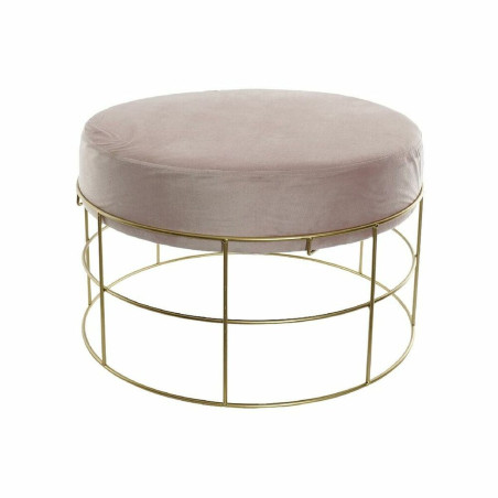 Reposapiés DKD Home Decor Dorado Metal Poliéster Rosa claro (60 x 60