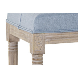 Banqueta DKD Home Decor  Azul Poliéster Lino Madera de caucho (122 x
