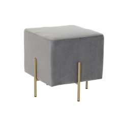Reposapiés DKD Home Decor Scandi Gris Dorado Metal Terciopelo 42 x 42